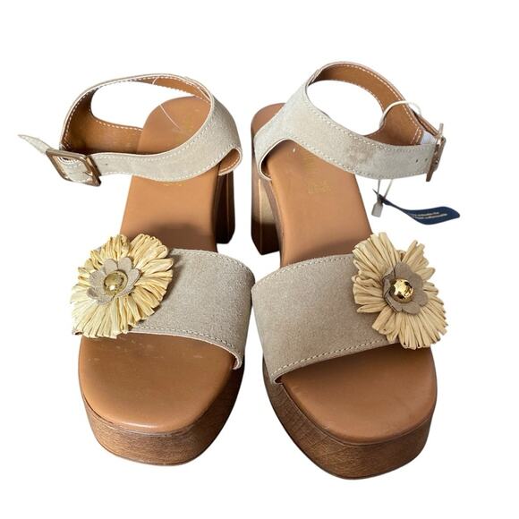 Sophia Milano Made Italy Tan Suede Block Heel Sandals size 8 NWTs - Picture 4 of 12